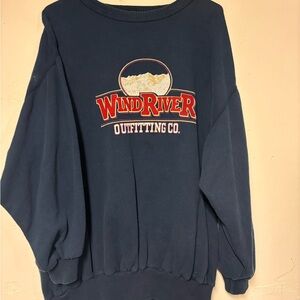 Vintage Wind River Outfitting Co Felt Embossed Men’s Navy Crewneck Sweatshirt LG